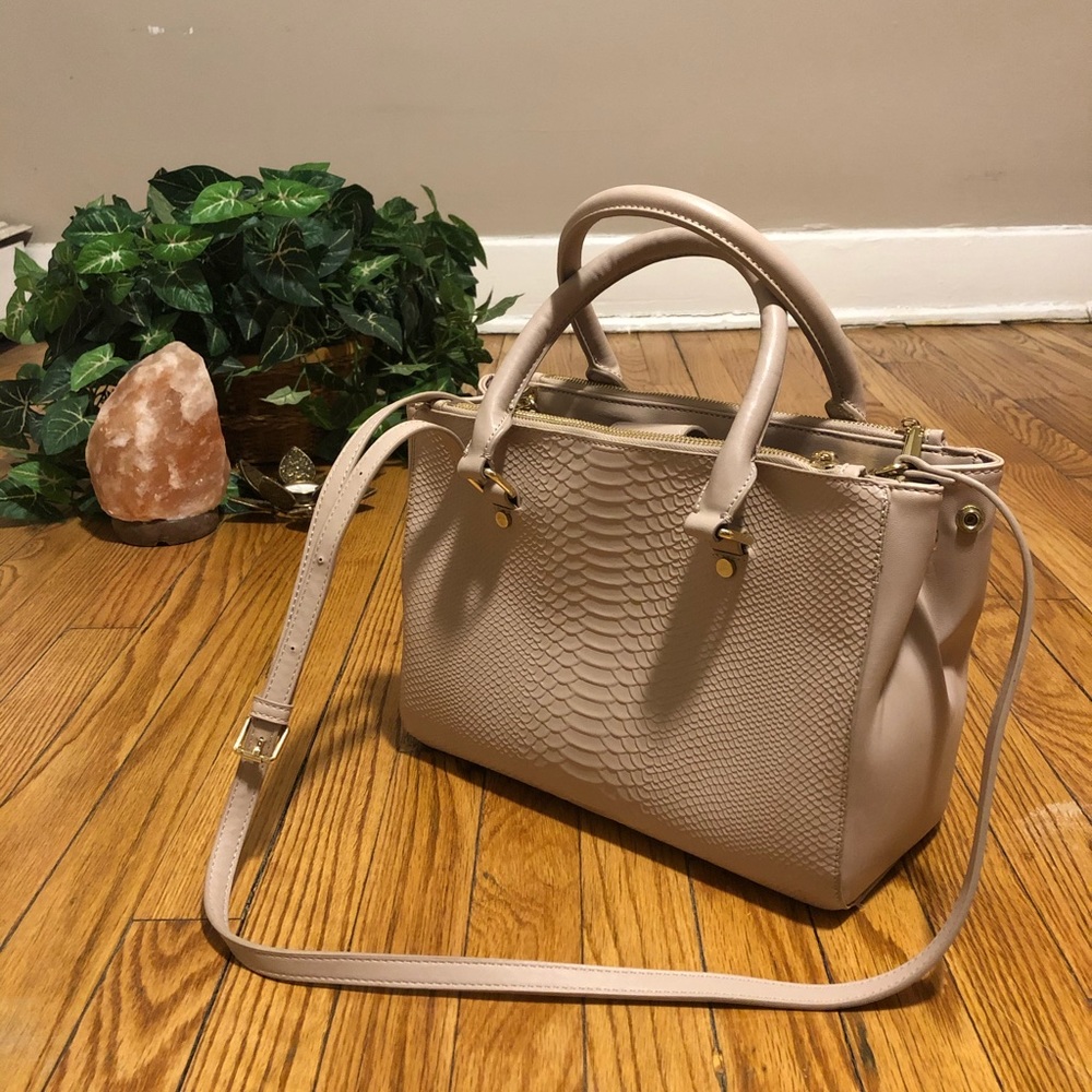 Neutral Croco Satchel Bag
